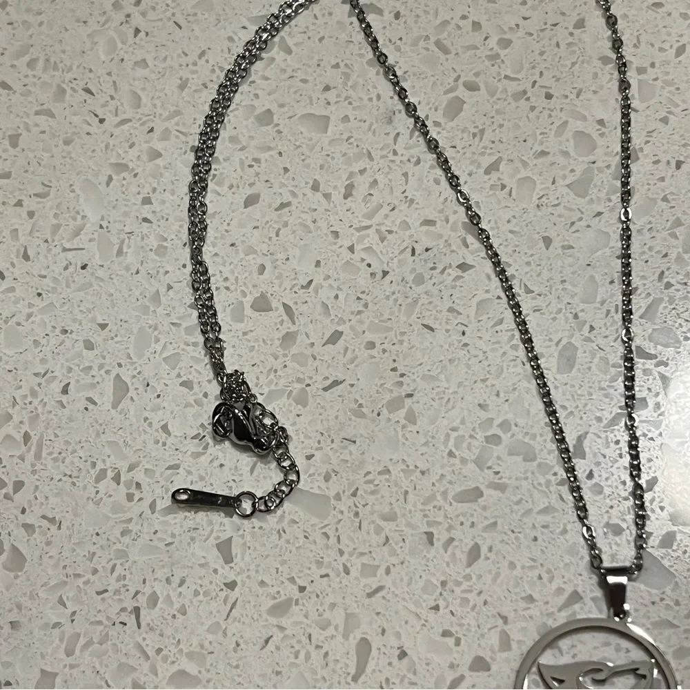 Men's‎ Stainless Steel Wolf Animal Pendant necklace with double chain